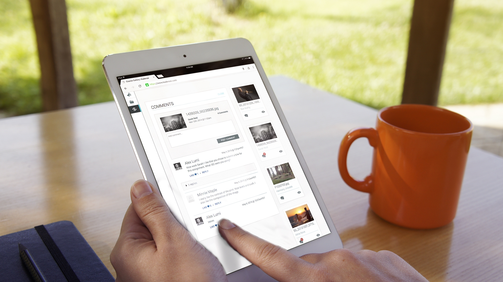 Kadenze on a tablet screen (portrait)