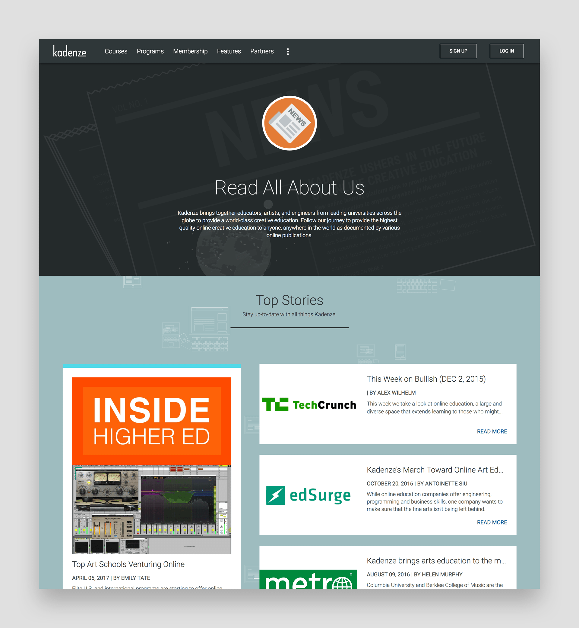 Kadenze press page